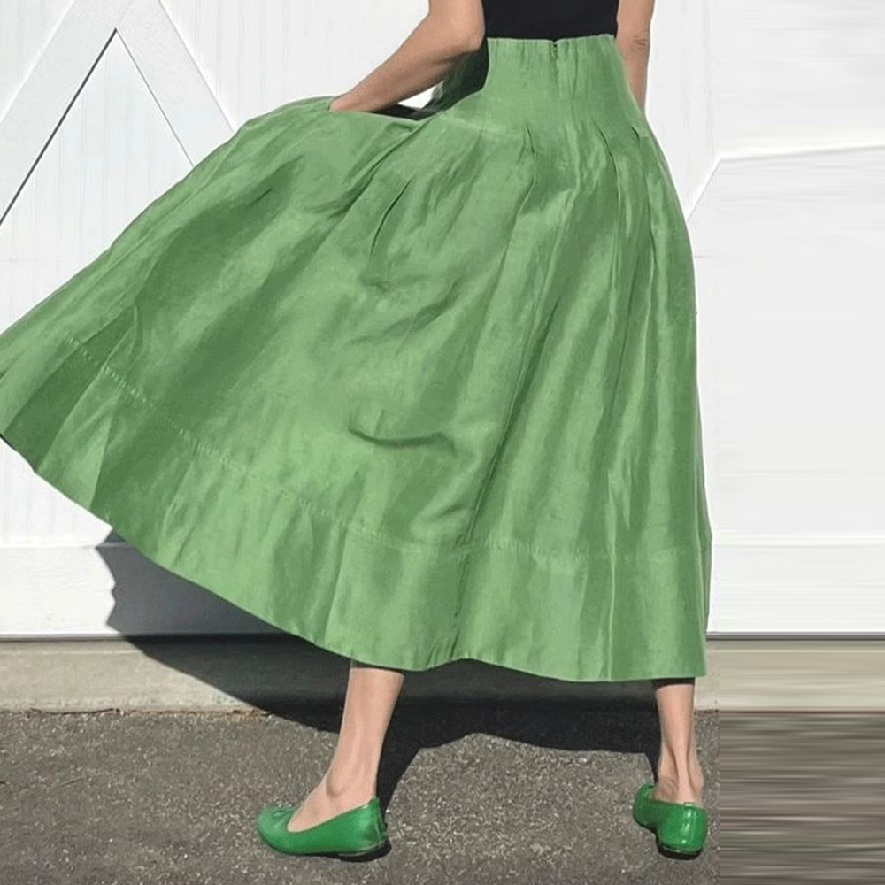 Women'S Fashion Umbrella - Saia de cintura alta verde estilo