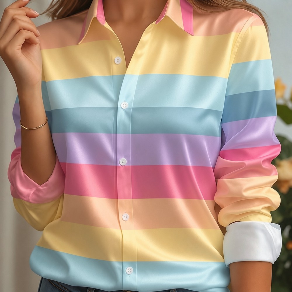 Trend Women Fashion - Camisa Feminina de Cetim com Gola
