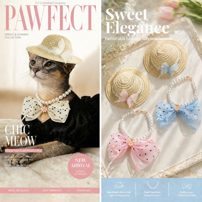 Straw Hat Summer - Chapéu de Palha para Animais de