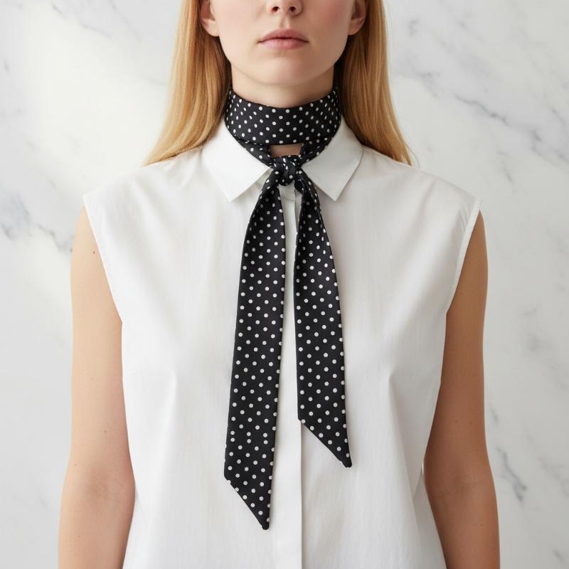 Women'S Fashion Korea - Lenço de Seda com Poás da