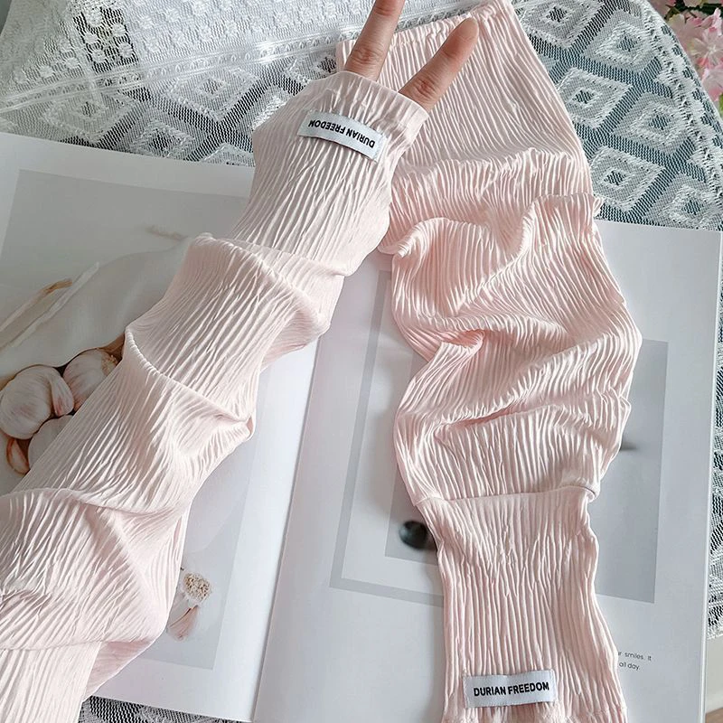 Women'S Fashion Korea - Mangas Protetoras de Seda Gelada com