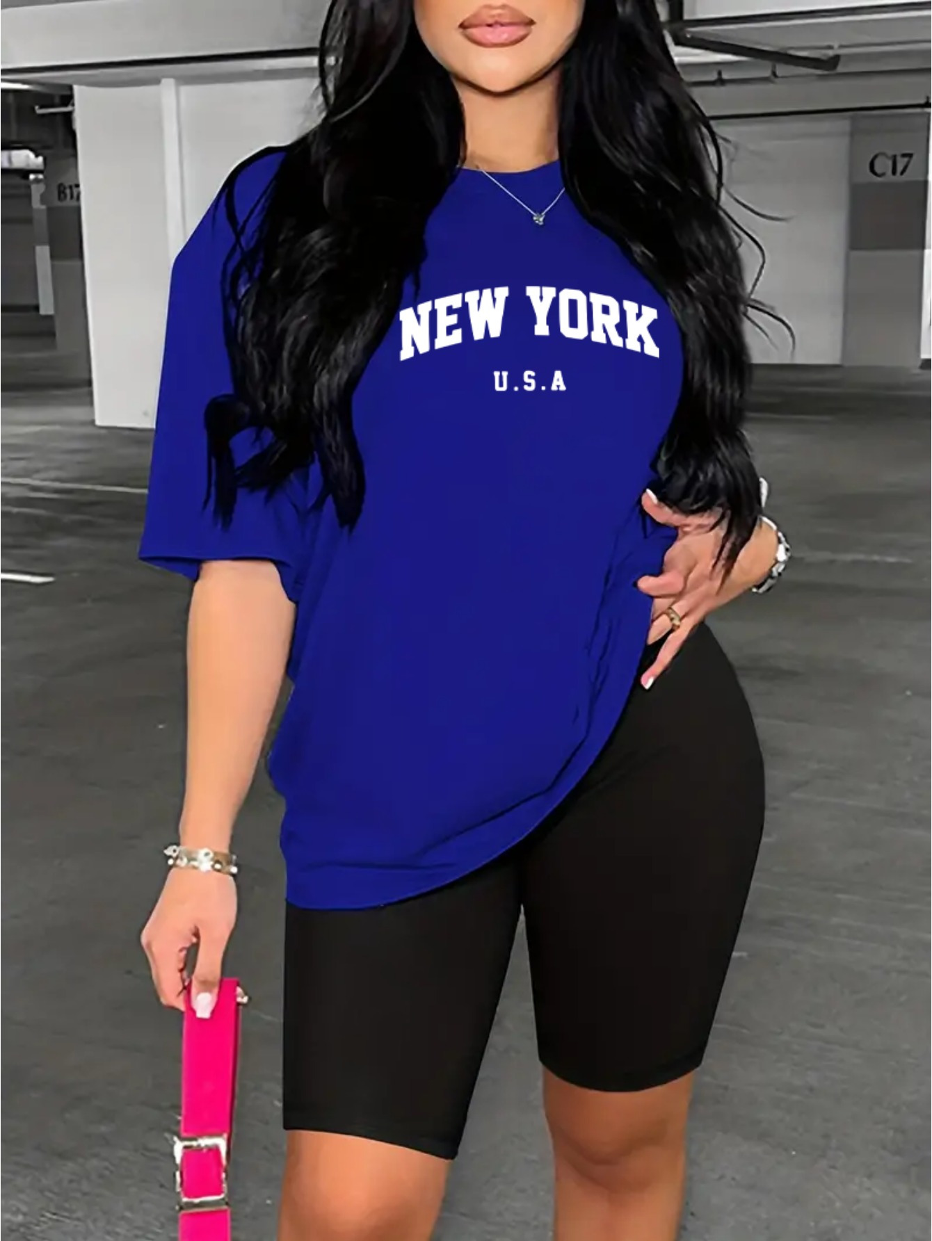 Women Fashion Usa - New York EUA Impressão Tshirt Set,
