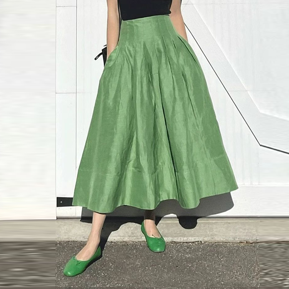 Saia de cintura alta verde est - Women'S Fashion Umbrella avaliação e preço