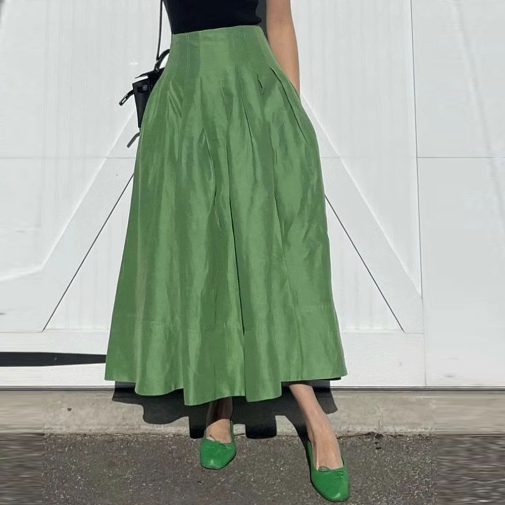 Saia de cintura alta verde est - Women'S Fashion Umbrella avaliação e preço