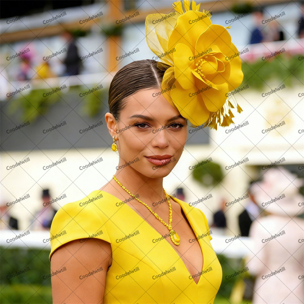 Chapéu Fascinator Amarelo para - Women'S Fashion Visor avaliação e preço