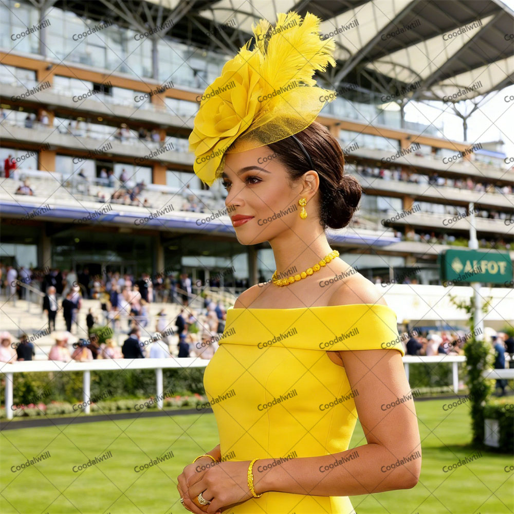 Chapéu Fascinator Amarelo para - Women'S Fashion Visor avaliação e preço
